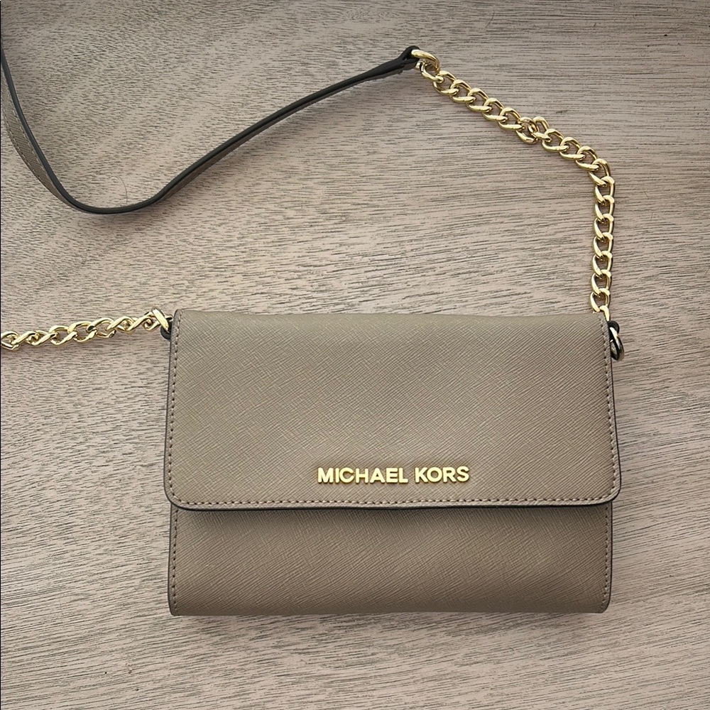 Michael Kors Tan Gold Crossbody Bag with removable Chain Straps